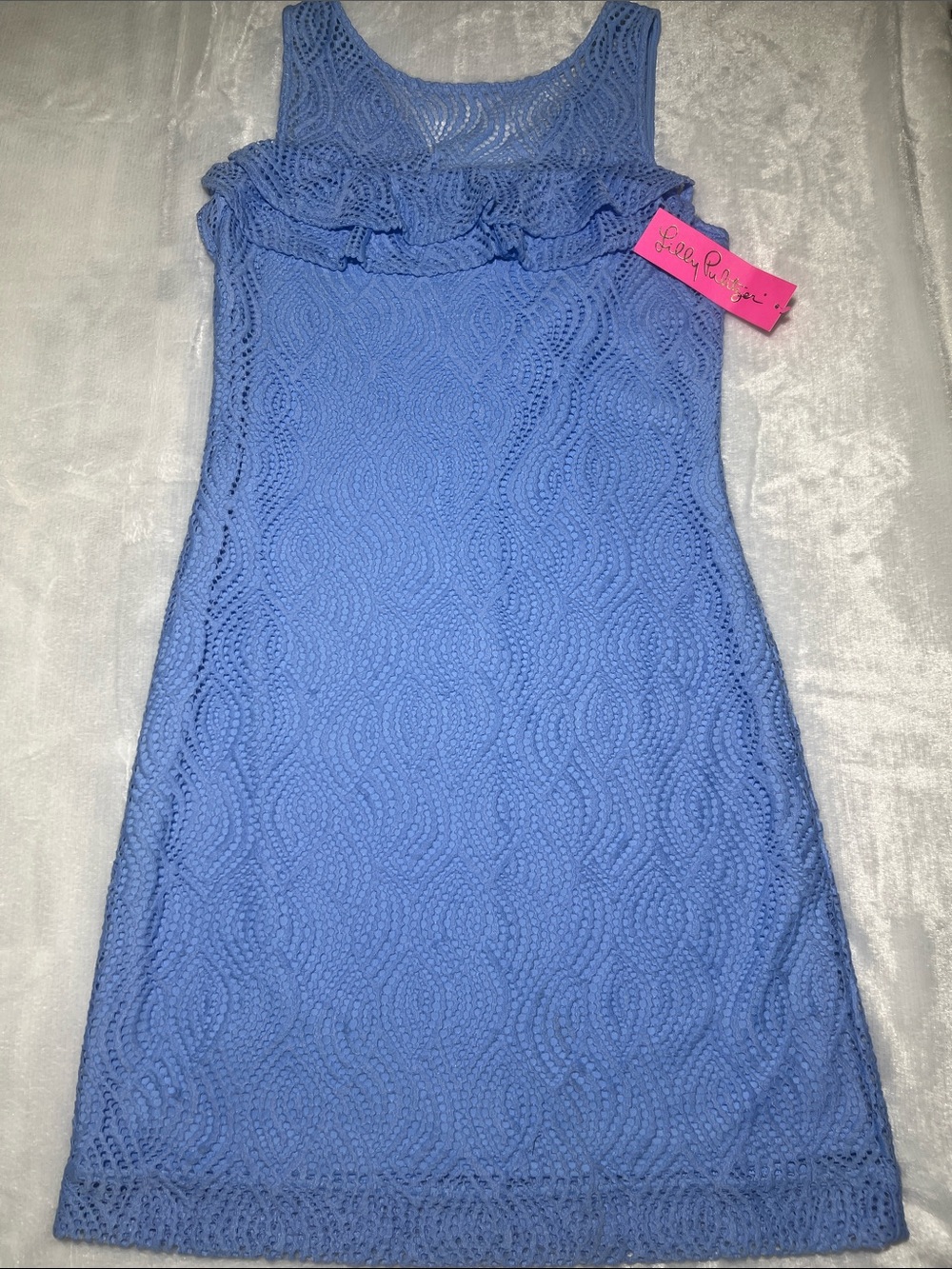 Lilly PulitzerJanine Shift Dress Blue Peri Flowering Leaf Lace Size 6